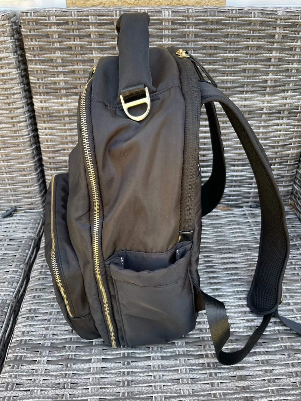JuJuBe Black Backpack with Gold Hardware, and portable changing pad included